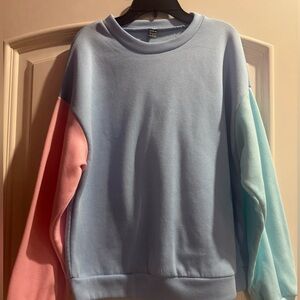 blue, teal, and pink sweater!!